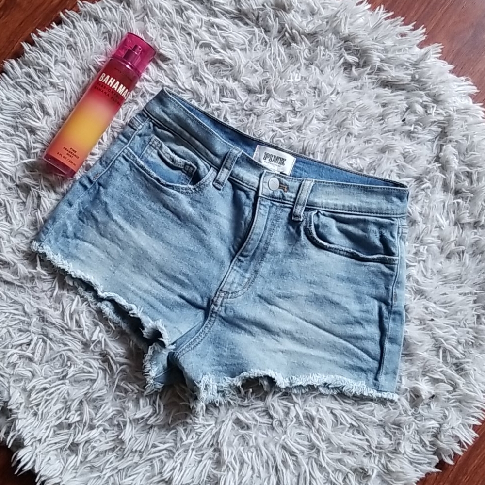 PINK light blue jean shorty shorts!